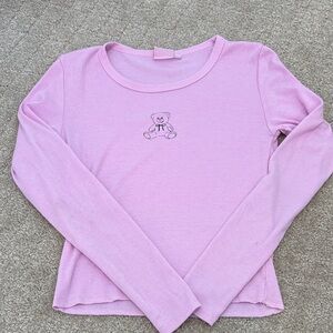 Firehouse Pink Teddy Bear Kids Long Sleeve Shirt- size L